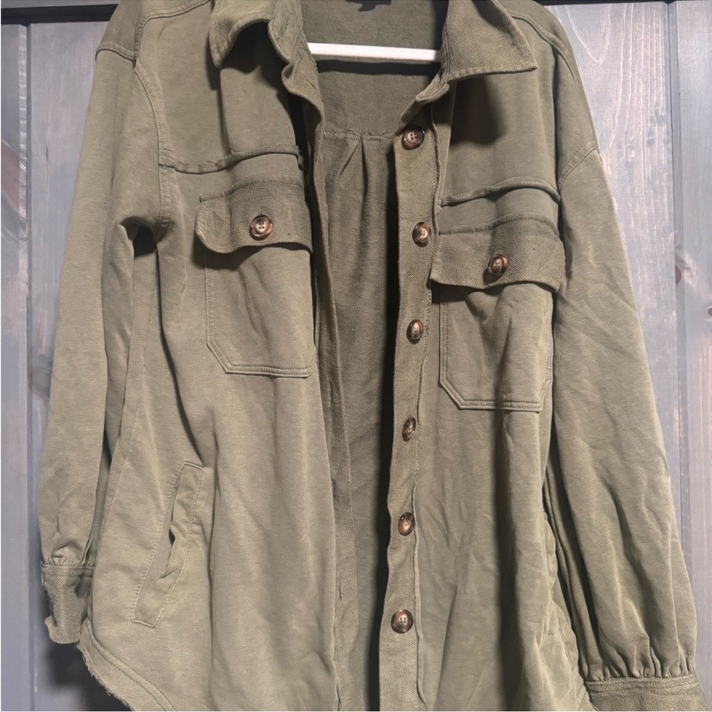 Umgee Green Utility Jacket Lightweight Cotton